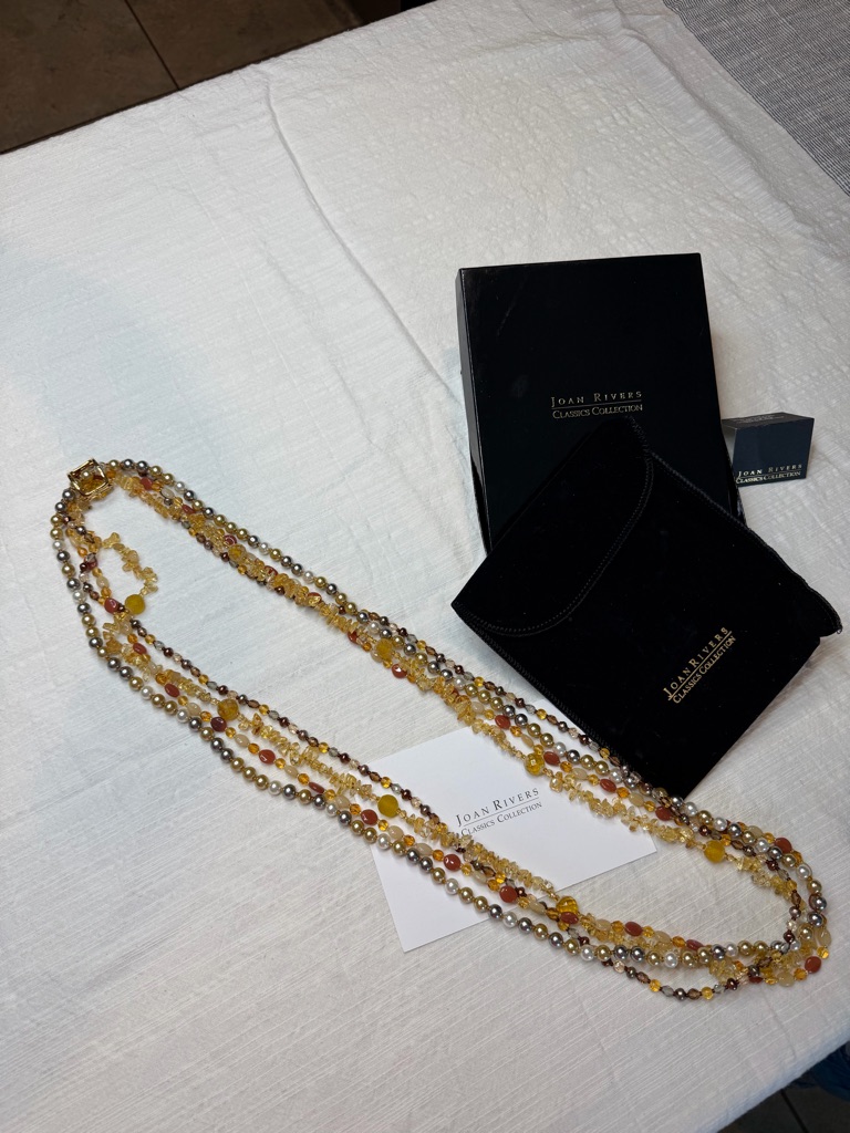 Joan Rivers Torsade Collection Yellow, Gold And Pearl Multi-Strand Necklace